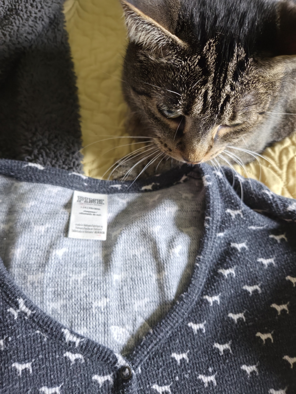 PINK Victoria's Secret Navy and White Dog Print Pajama Top